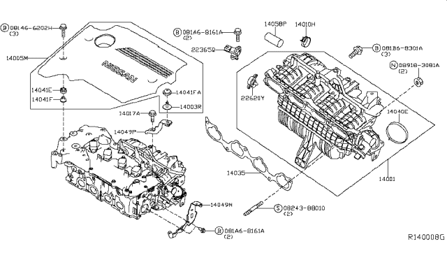 2015 Nissan Altima Cover-Intake Manifold Collector Diagram for 14041-3TA0A