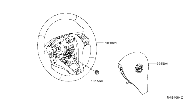 2017 Nissan Altima Steering Wheel Assembly Without Pad Diagram for 48430-9HS8B