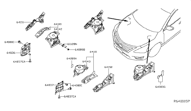 2015 Nissan Altima Hood Ledge & Fitting Diagram 2