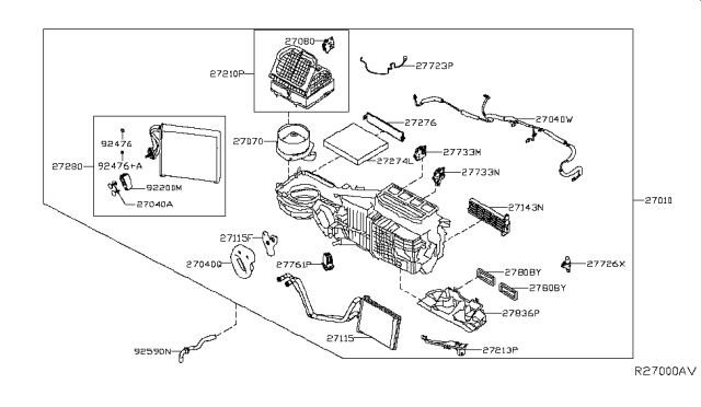2019 Nissan Titan Duct-Foot,Center Diagram for 27836-EZ00A