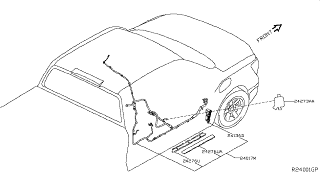 2016 Nissan Titan Harness-Sub,Body Diagram for 24017-EZ00C