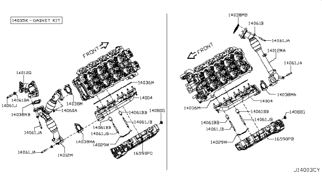 2017 Nissan Titan Gasket Manifold To Cylinder Head Diagram for 10101-EZ49C