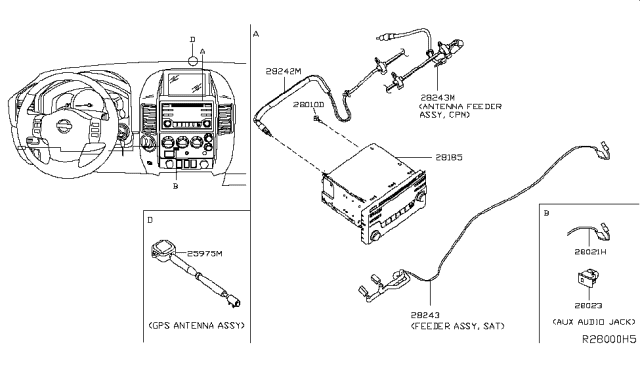 2016 Nissan Titan Harness-Sub,Auxiliary Audio Diagram for 24018-EZ20A