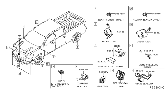 2016 Nissan Titan Sensor Assy-Sonar Diagram for 25994-EZ00A