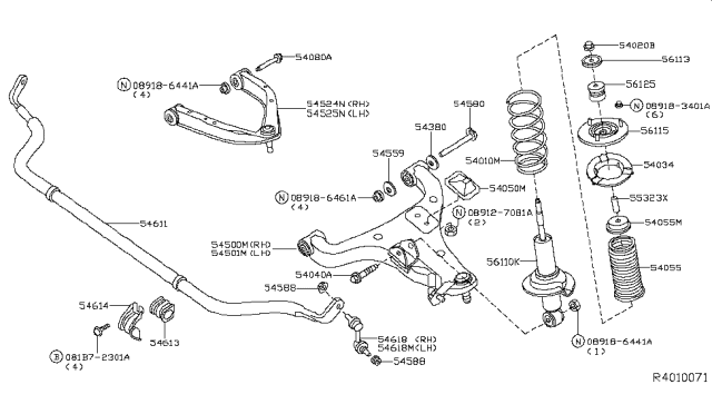 2016 Nissan Titan Spring-Front Diagram for 54010-EZ51B