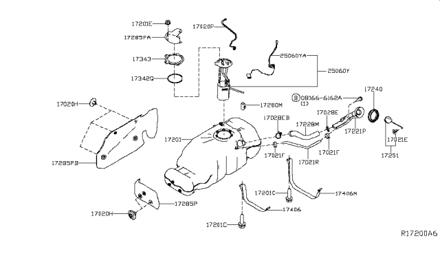 2018 Nissan Titan Filler Cap Assembly Diagram for 17251-ZZ62D