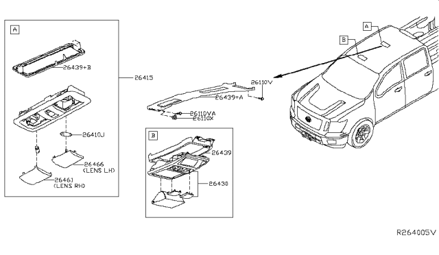 2019 Nissan Titan Bracket-Map Lamp Diagram for 26439-EZ21B