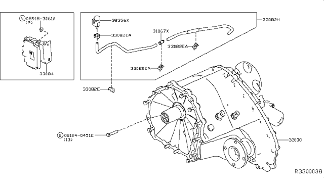 2018 Nissan Titan Transfer Assembly & Fitting Diagram 1