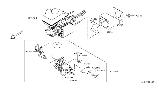 2017 Nissan Titan Bracket-Reservoir Tank Connector Diagram for 47225-1LA0A