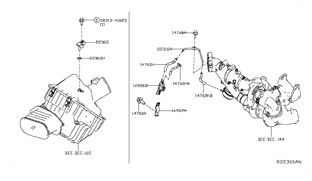 2018 Nissan Titan Hose-Vacuum Control Diagram for 14975-EZ40B