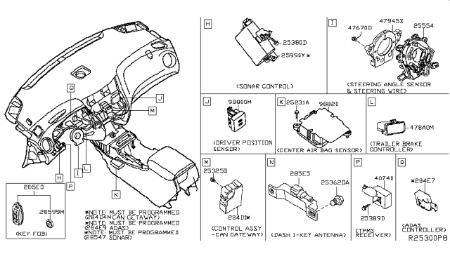 2016 Nissan Titan Sensor Assembly-Steering Angle Diagram for 47945-5AA1A