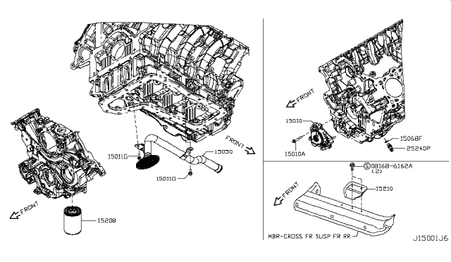 2018 Nissan Titan Oil Filter Assembly Diagram for 15208-9E01A