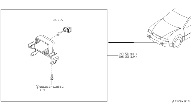 1998 Nissan Altima Lamp Assembly-Fog RH Diagram for 26150-9E625