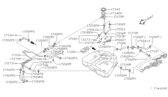 1999 Nissan Altima Fuel Tank Sending Unit Diagram for 25060-9E001