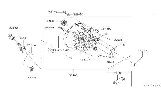 1999 Nissan Altima Transmission Case & Clutch Release Diagram 1