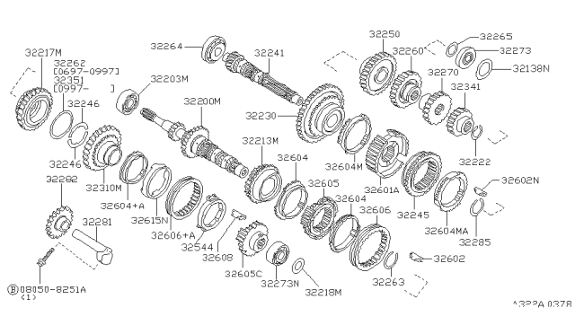 1998 Nissan Altima Gear Assembly-4TH Diagram for 32217-1E010