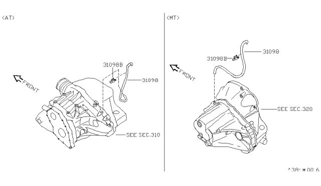 1998 Nissan Altima Breather Piping (For Front Unit) Diagram
