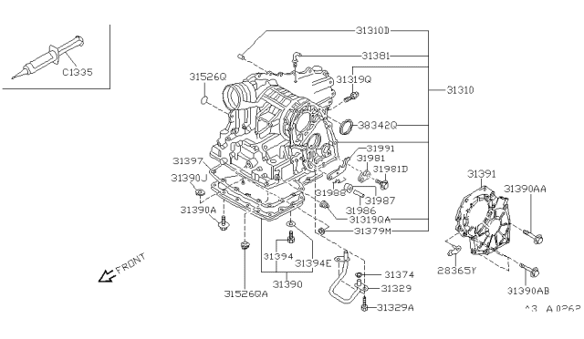 2000 Nissan Altima Case Assembly - Auto TRANS. Diagram for 313B0-80X13