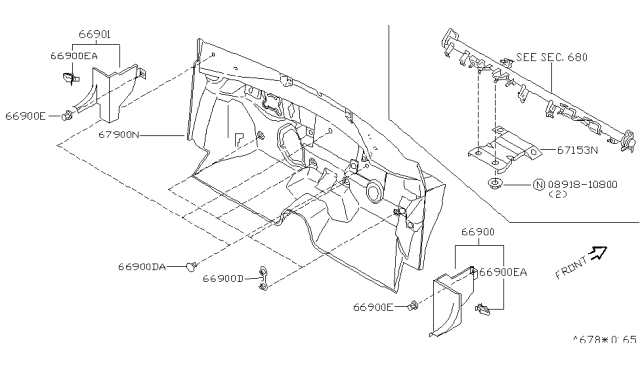 1999 Nissan Altima Finisher-Dash Side,LH Diagram for 66901-9E001