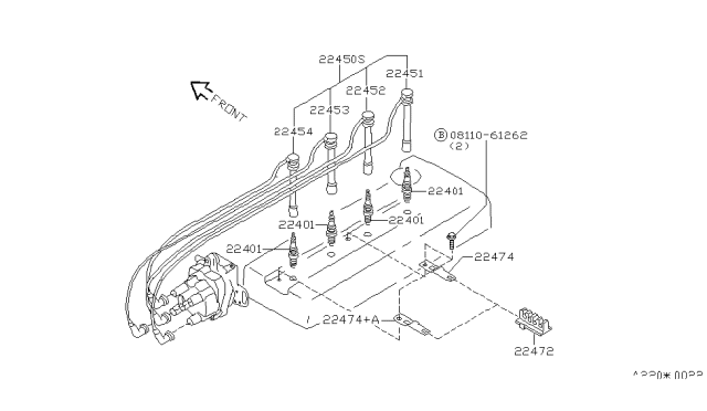 2000 Nissan Altima Bracket-High Tension Cable Diagram for 22474-9E000