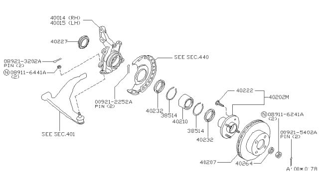 2000 Nissan Altima Spindle-KNUCKLE,RH Diagram for 40014-9E000