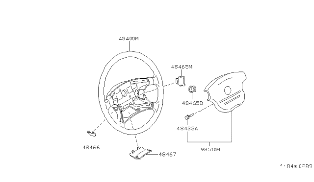 2001 Nissan Altima Steering Wheel Assembly Without Less Pad Diagram for 48430-0Z879