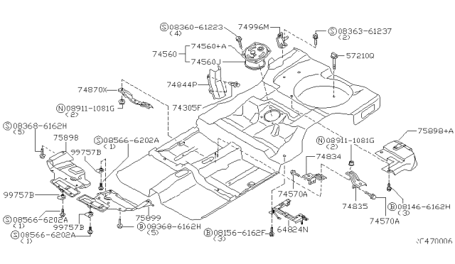1999 Nissan Altima Cover Inspect Diagram for 74846-0Z830