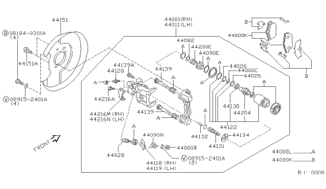 2001 Nissan Altima Hardware Kit-Rear Disc Brake Pad Diagram for 44083-54C25