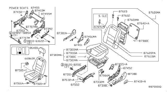 1999 Nissan Altima Cover-RECLINING Device,Inner Diagram for 87456-9E000