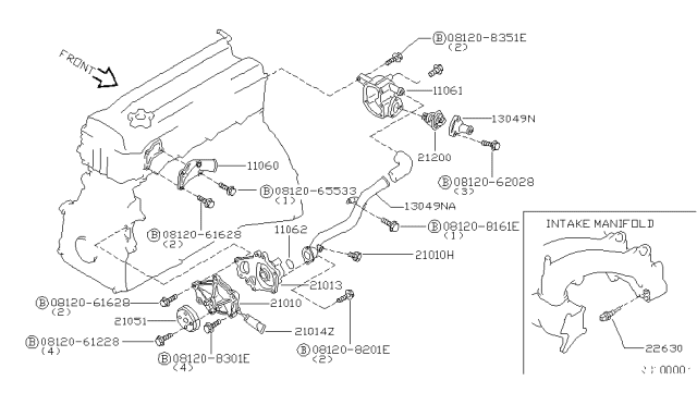 1998 Nissan Altima Cover-Water Pump Diagram for 21013-F4405