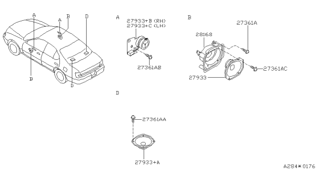 2000 Nissan Altima Speaker Unit Diagram for 28156-0Z010