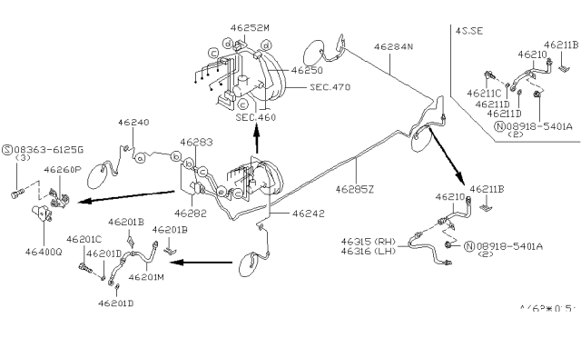 1999 Nissan Altima Valve Assy-Dual Proportioning Diagram for 46400-9E000