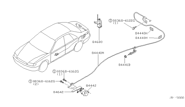2001 Nissan Altima Cable-Trunk Lid & Gas Filler Opener Diagram for 84650-0Z800