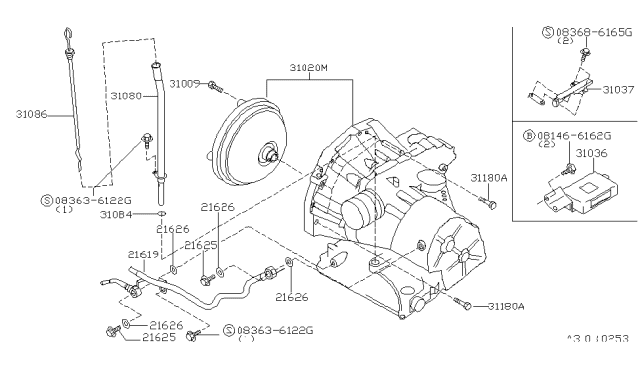 1999 Nissan Altima Tube Assy-Oil Cooler Diagram for 21619-9E100
