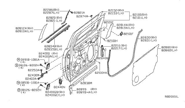 2009 Nissan Titan Screen-Seal Rear LH Diagram for 82861-ZT01A