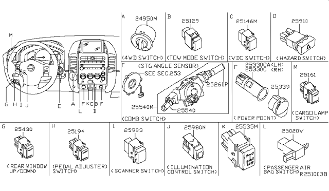 2004 Nissan Titan Warning Assembly-Instrument, A Diagram for 25020-7S000