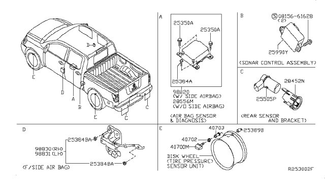 2007 Nissan Titan Sensor & Diagnosis-Air Bag Diagram for 28556-ZR09B