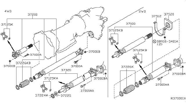 2015 Nissan Titan Boot Kit-Slip Yoke Diagram for 37226-7S00A