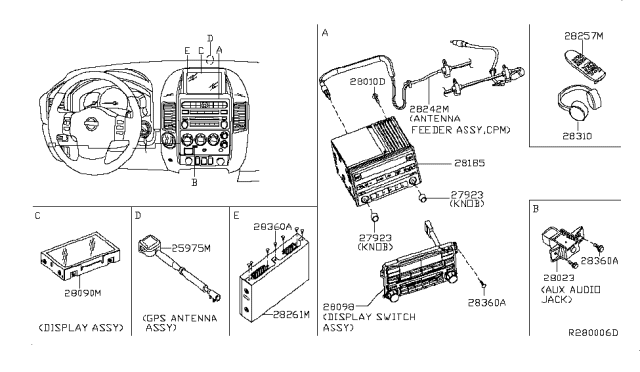 2013 Nissan Titan Switch Assembly - Display Diagram for 28098-9FD0B