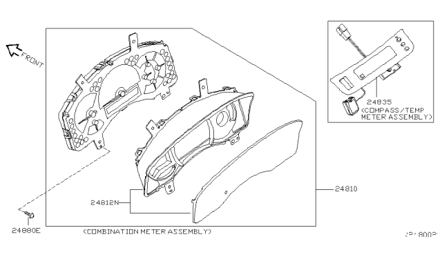 2005 Nissan Titan Speedometer Instrument Cluster Diagram for 24810-7S02E