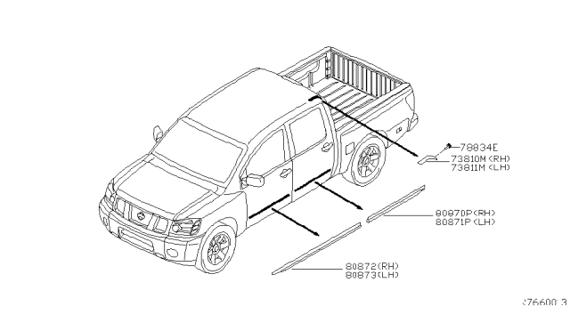 2015 Nissan Titan Body Side Molding Diagram 1