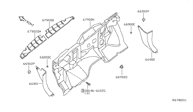 2008 Nissan Titan Grommet Diagram for 76959-7S100