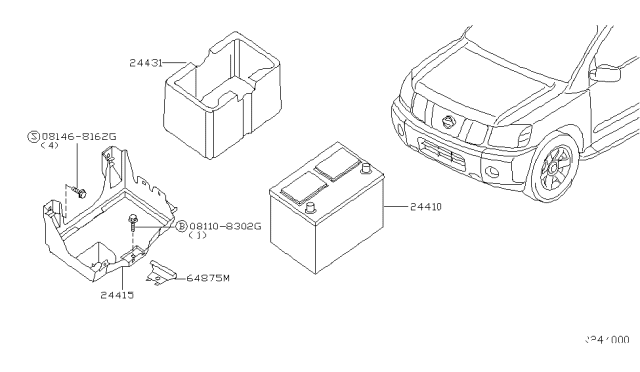 2005 Nissan Titan Battery & Battery Mounting Diagram