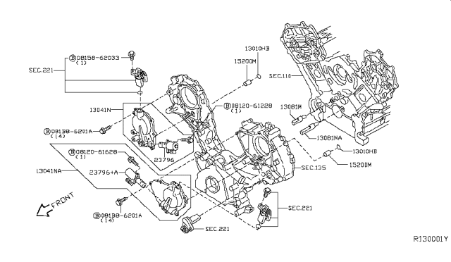 2008 Nissan Titan Cover Assembly-Valve Timing Control Diagram for 13040-ZE00A