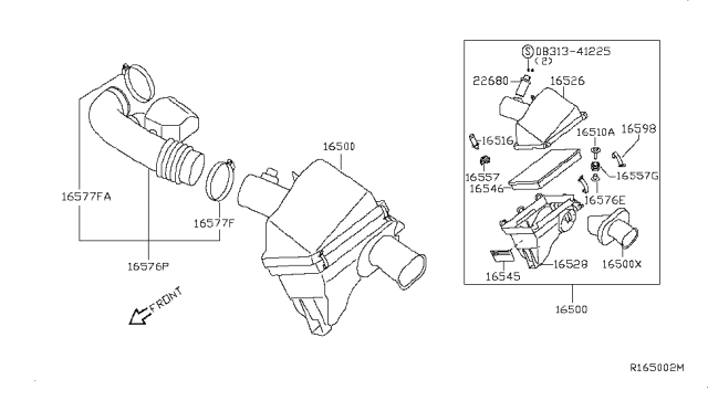 2008 Nissan Titan Duct Assembly-Air Diagram for 16576-7S000