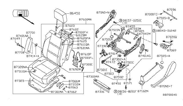 2005 Nissan Titan Power Seat Memory Module Diagram for 87515-ZC110