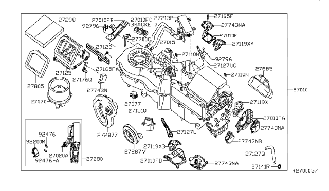 2008 Nissan Titan Rear Duct Actuator Assembly Diagram for 27743-5Z010