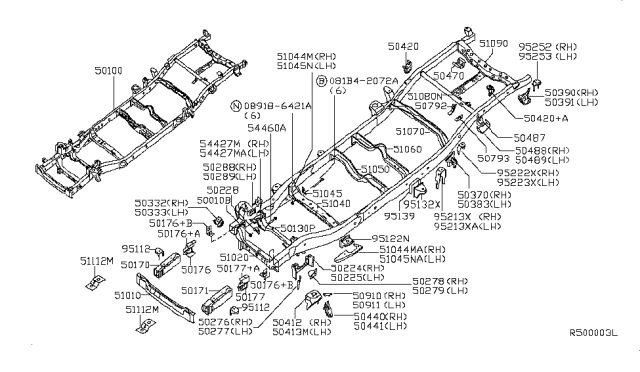 2007 Nissan Titan Frame Diagram for 50100-ZR01A