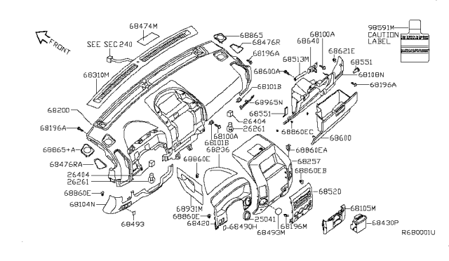 2005 Nissan Titan Instrument Panel,Pad & Cluster Lid Diagram 3