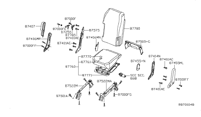 2007 Nissan Titan Back Assembly - Front Seat, Center Diagram for 87780-ZH200